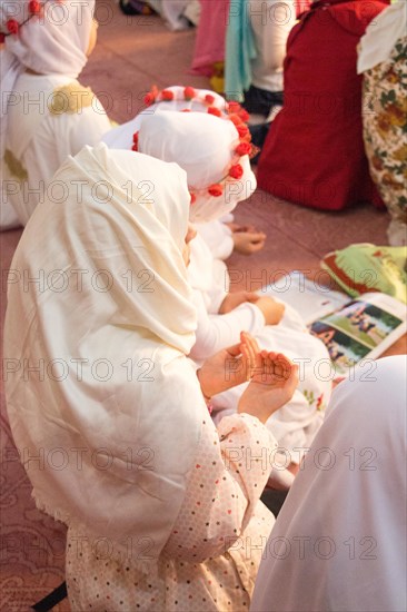 Small girls with hijab in a big mosque
