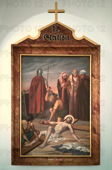 Stations of the Cross by an unknown artist in the ambulatory of the Catholic pilgrimage church of the Holy Trinity in Kappl