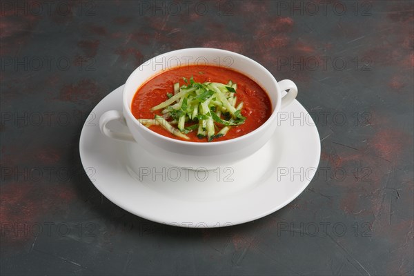 Plate of traditional spanish gazpacho