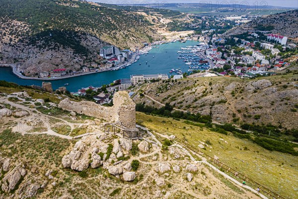 Aerial of the castle and bay of Balaklava