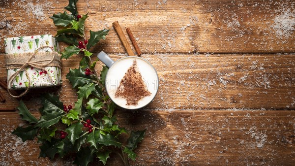 Top view coffee cup with copy space. Resolution and high quality beautiful photo