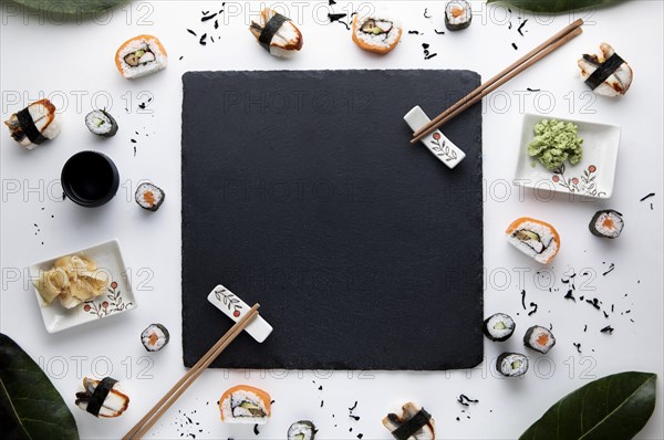 Top view delicious sushi concept. Resolution and high quality beautiful photo