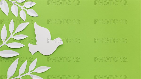 Top view paper dove leaves with copy space. Resolution and high quality beautiful photo