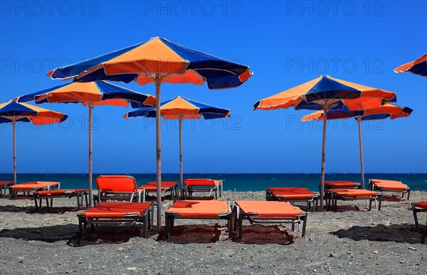 Beach chairs and umbrellas on the beach