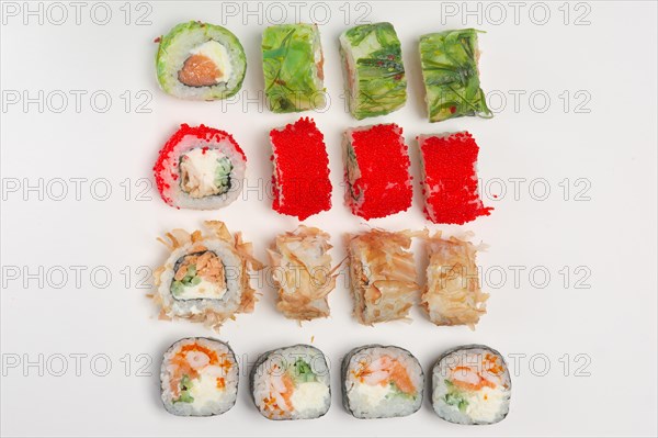 Set of rolls with smoked salmon