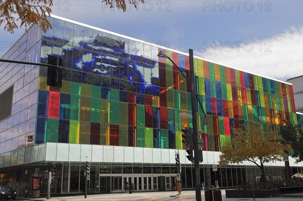 Colorful windows of the Palais des congres de Montreal