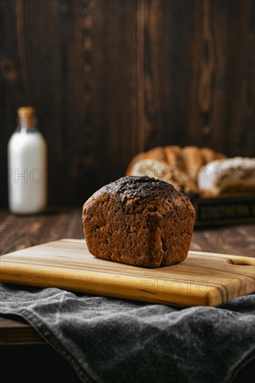 Loaf of artisan rye bread on a table