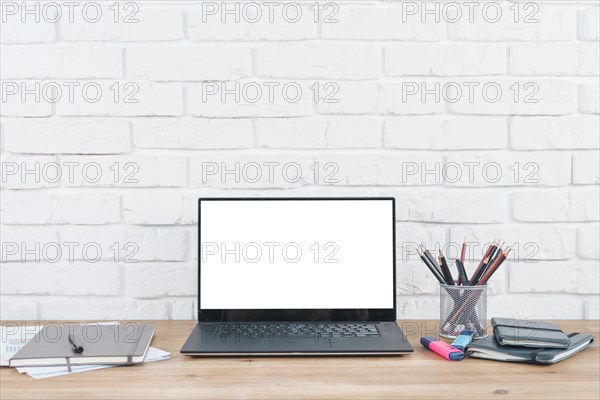 Desktop with laptop office elements