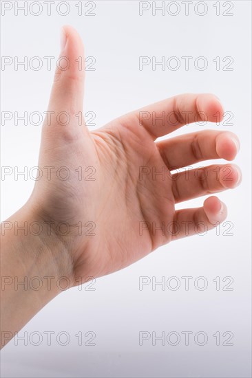 Hand holding on a white background