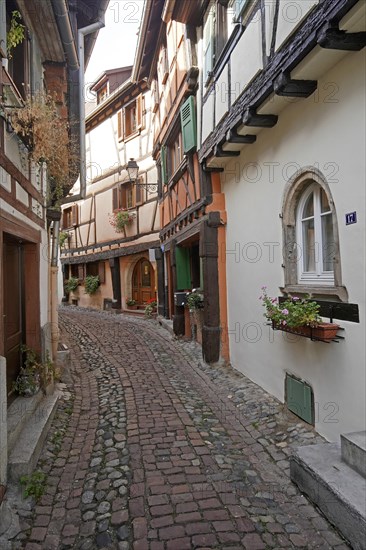 Colourful half-timbered houses in the historic old town of Eguisheim