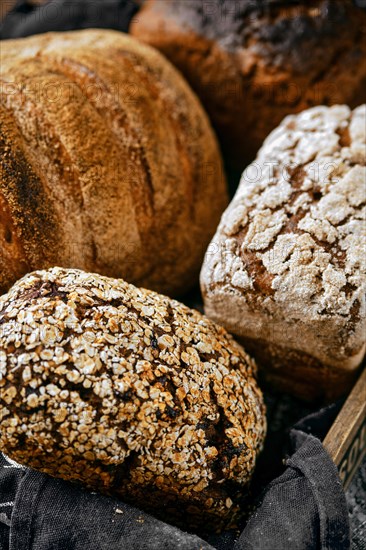 Closeup view of assortment of artisan bread