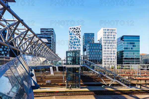 Oslo skyline modern city architecture building with bridge in Barcode District in Oslo