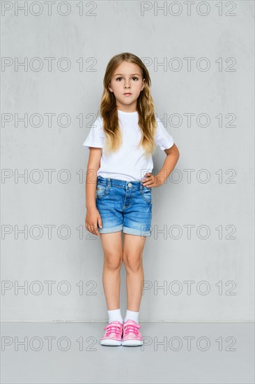 Little girl in white t-shirt