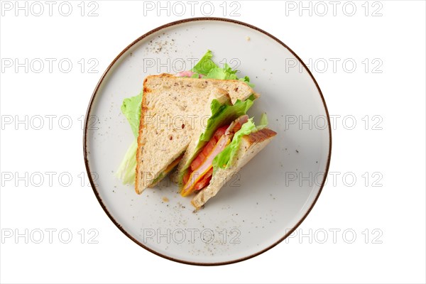 Club sandwich with ham