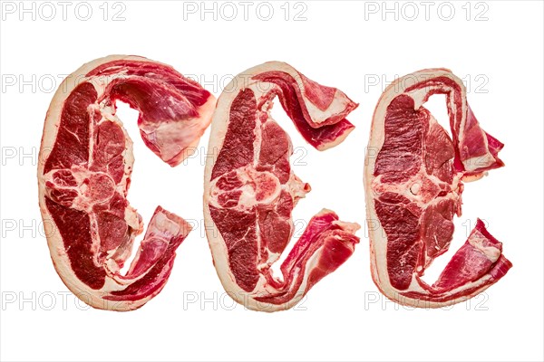 Fresh raw rack of lamb isolated on white background