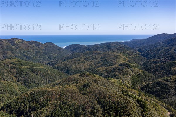 Overlook over the forested south coast of Sakhalin
