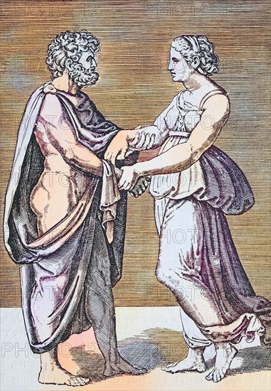 Betrothal between a Roman man and a young woman