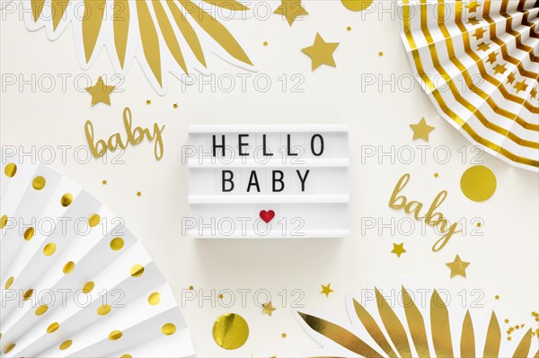 Top view beautiful baby shower concept. Resolution and high quality beautiful photo