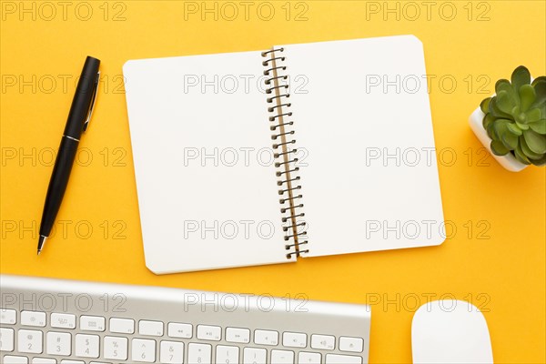 Top view desk concept with notebook. Resolution and high quality beautiful photo