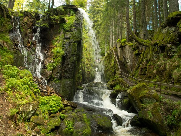 Waterfalls and hiking trail in the Menzenschwander Alb gorge