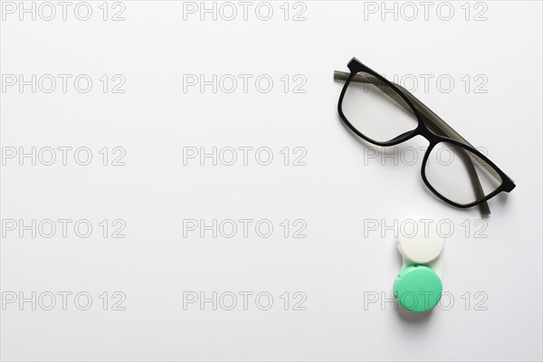 Top view eyeglasses with case. Resolution and high quality beautiful photo