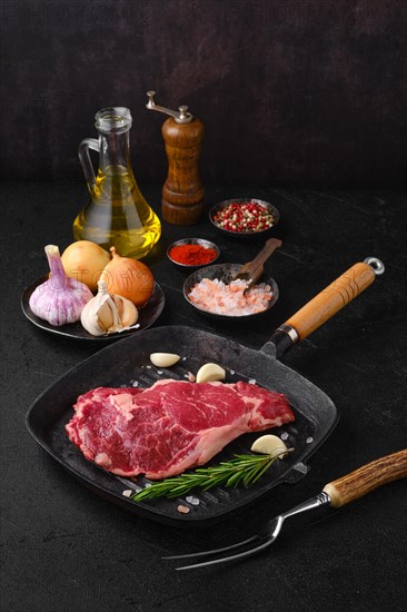 Raw ribeye steak