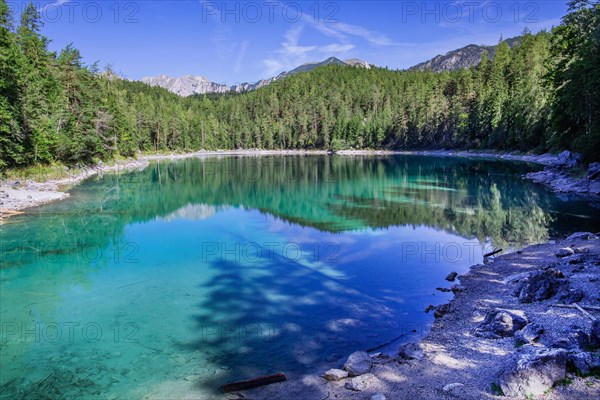 Untersee side arm of the Eibsee lake below the Zugspitze