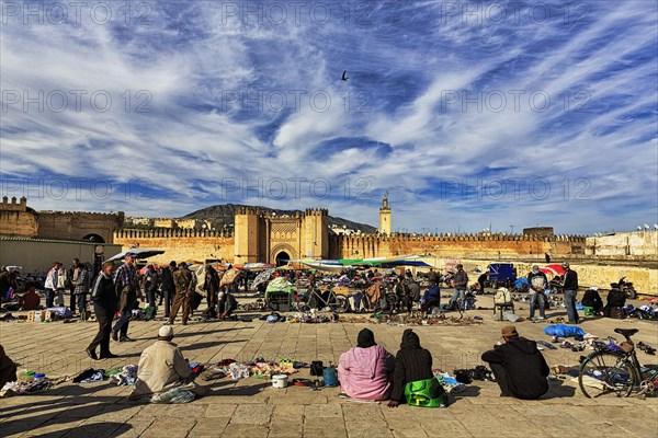 Crowd in front of the old city wall