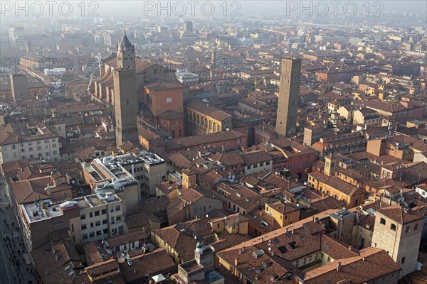 City view Bologna seen from the top of the Asinelli Tower