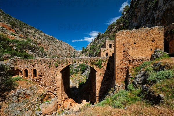 Riuns of abandoned Katholiko monastery church in Avlaki gorge