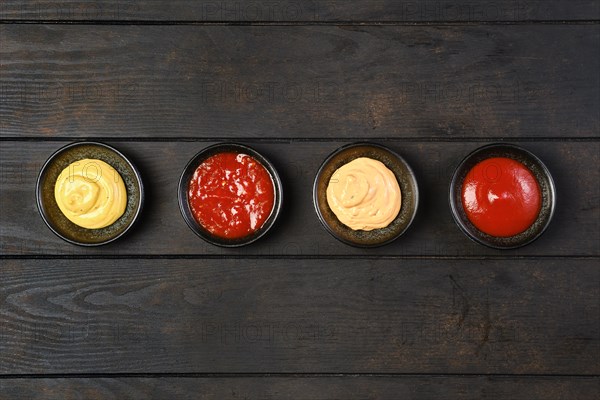 Top view of vatious types of sauce