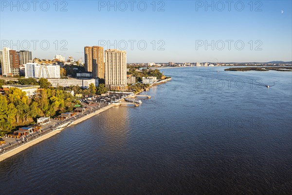 Aerial of Khabarovsk and the Amur river