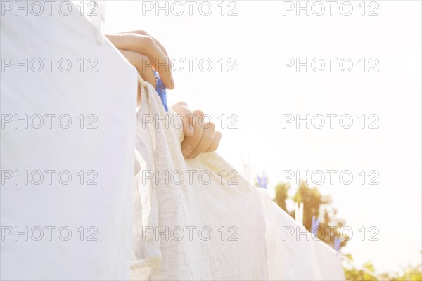 White laundry hanging string outdoors. Resolution and high quality beautiful photo