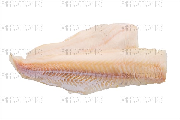 Top view of cod fillet isolated on white background