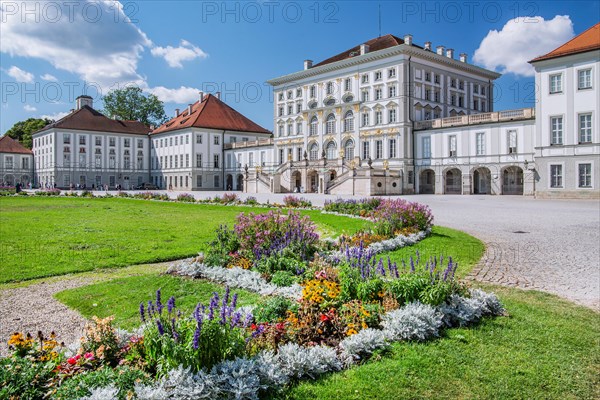 Flower borders on the city side of Nymphenburg Palace