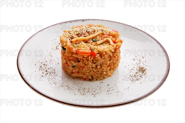 Shrimp and squid salad with spicy rice