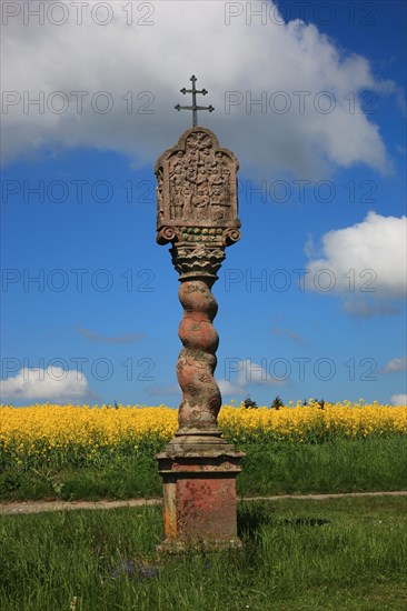 Wayside shrine in the field landscape near Hofbieber in the Rhoen