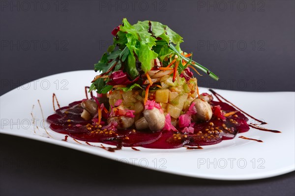 Closeup lenten salad with beetroot