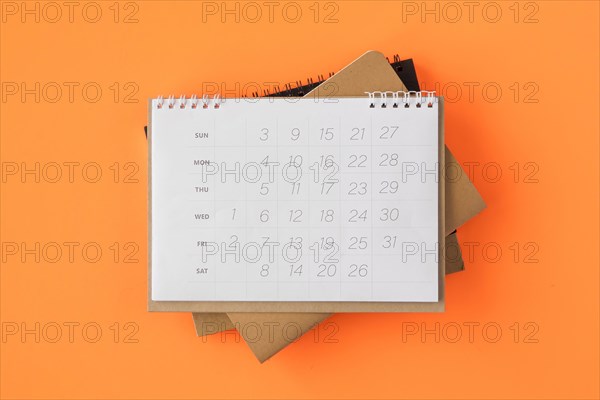 Flat lay pile planner calendars