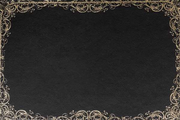 Ornate border design against black background card