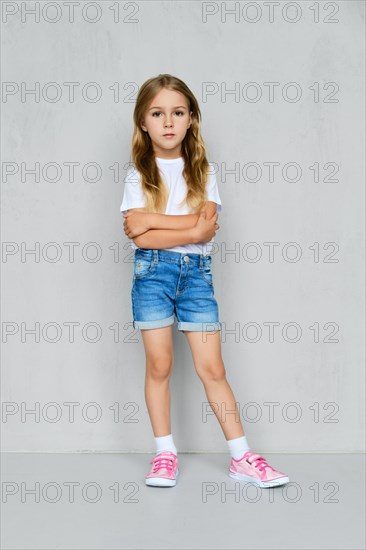 Little girl in white t-shirt