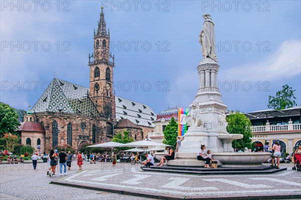 Monument to Walther von der Vogelweide on Walther Square with Cathedral