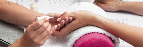 Woman doing her manicure salon. Resolution and high quality beautiful photo