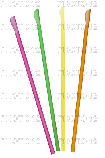 Colorful straws for beverage isolated on a white background