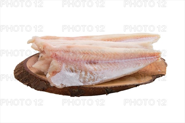 Frozen fillet of pangasius isolated on white background