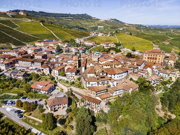 Aerials of the wineyards around Barolo