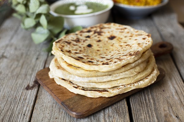 Close up bread cooked indian style