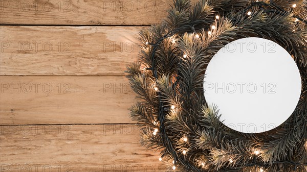 Round paper christmas wreath. Resolution and high quality beautiful photo