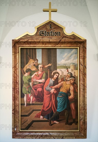 Stations of the Cross by an unknown artist in the ambulatory of the Catholic pilgrimage church of the Holy Trinity in Kappl