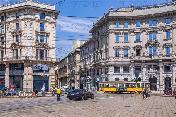 Piazza Cordusio with historic tramway